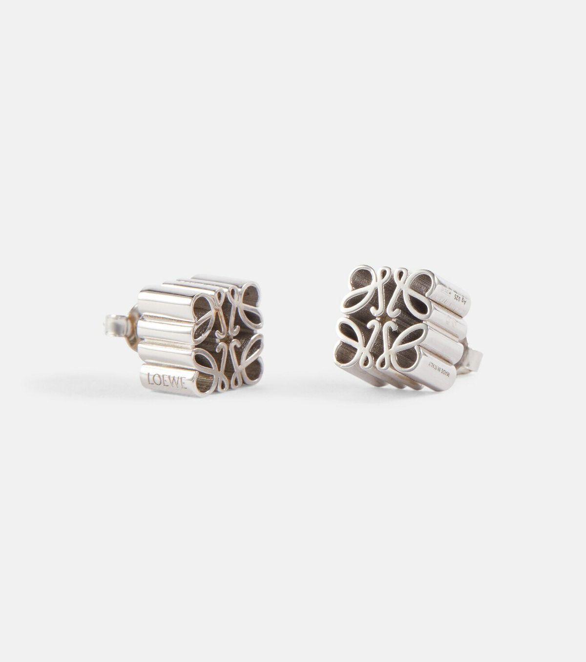 Anagram sterling silver stud earrings in silver - Loewe