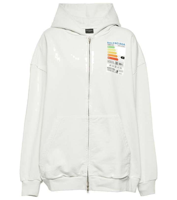 Photo: Balenciaga - Label cotton fleece hoodie