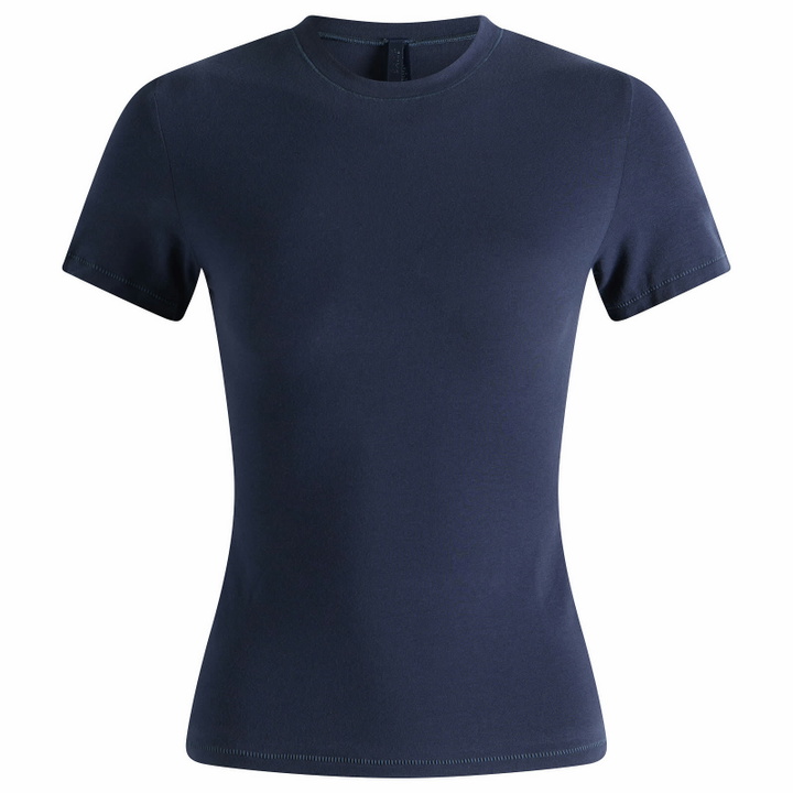 Photo: SKIMS Women's Cotton Jersey T-Shirt in Navy