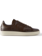 TOM FORD - Warwick Croc-Effect Leather Sneakers - Brown