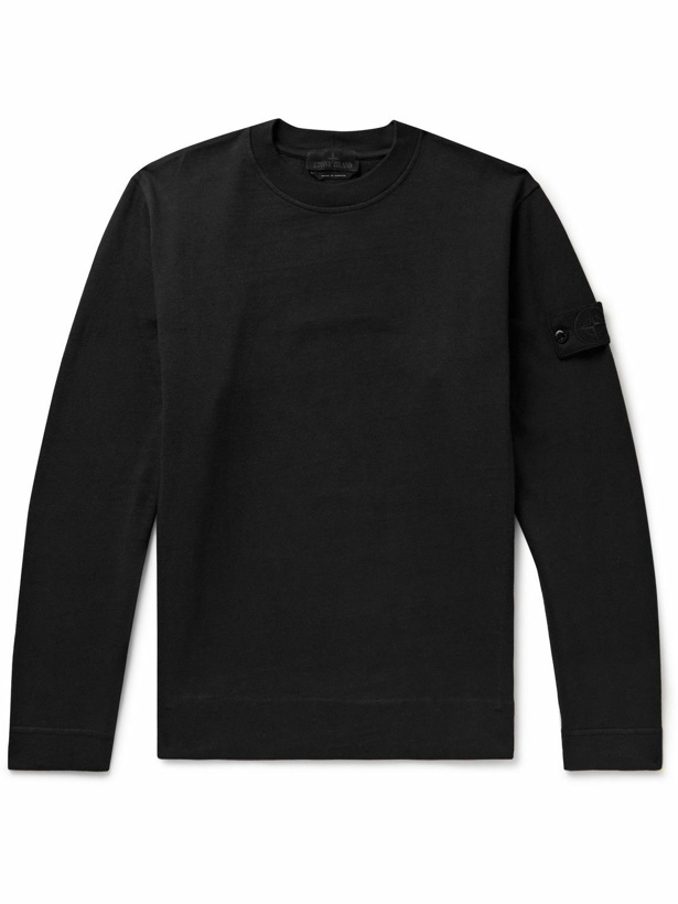 Photo: Stone Island - Ghost Logo-Appliquéd Cotton-Jersey Sweatshirt - Black