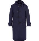 Mackintosh - Leather-Trimmed Wool-Felt Duffle Coat - Navy