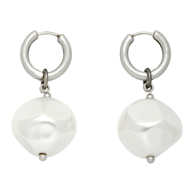 Photo: We11done Silver Large Faux-Pearl Earrings
