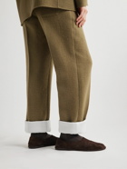 The Row - Gustavo Straight-Leg Textured Virgin Wool-Blend Trousers - Brown