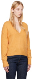 Victoria Beckham Orange Deep V-Neck Sweater