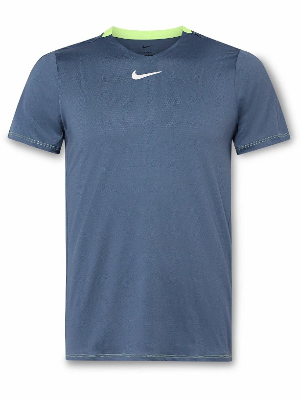Photo: Nike Tennis - Court Advantage Slim-Fit Logo-Print Dri-FIT Mesh T-Shirt - Blue