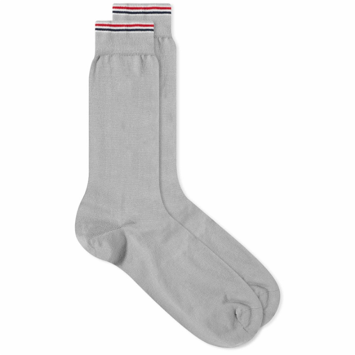 Photo: Thom Browne Men's Jersey Stitch Tipping Stripe Sock in Light Grey