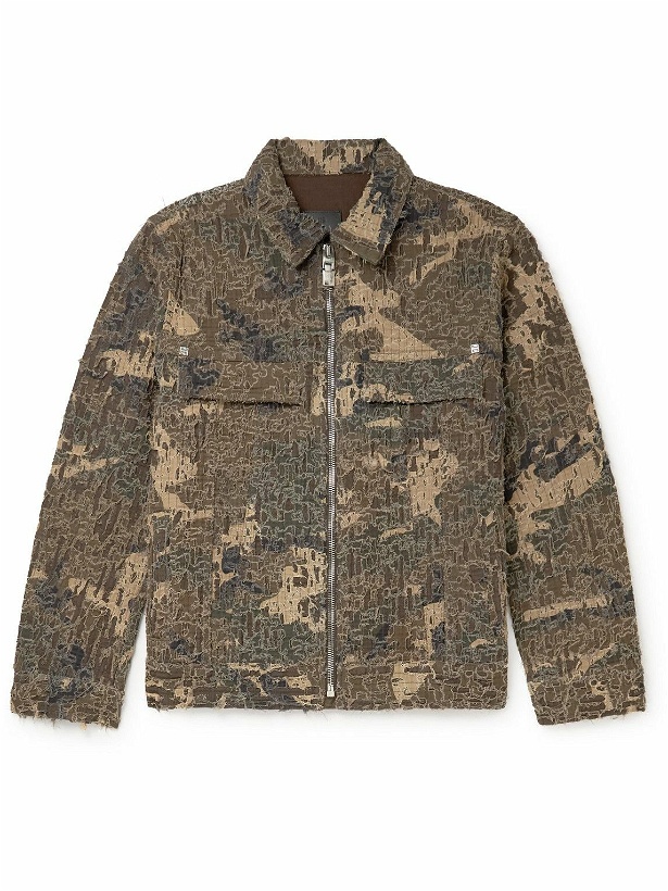Photo: Givenchy - Distressed Camouflage-Print Cotton Blouson Jacket - Brown
