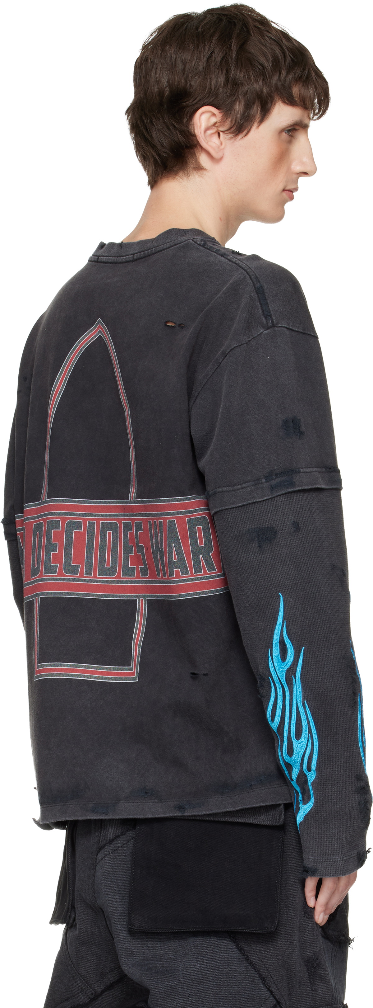 Who Decides War Black Flame Glass Double T-shirt