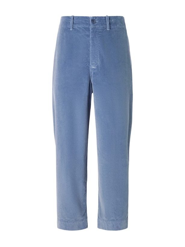 Photo: Casey Casey - Albello Straight-Leg Cotton-Corduroy Trousers - Blue