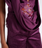 Christopher Esber Cesura lace-trimmed halterneck silk top