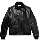 SAINT LAURENT - Shearling-Lined Leather Aviator Jacket - Black