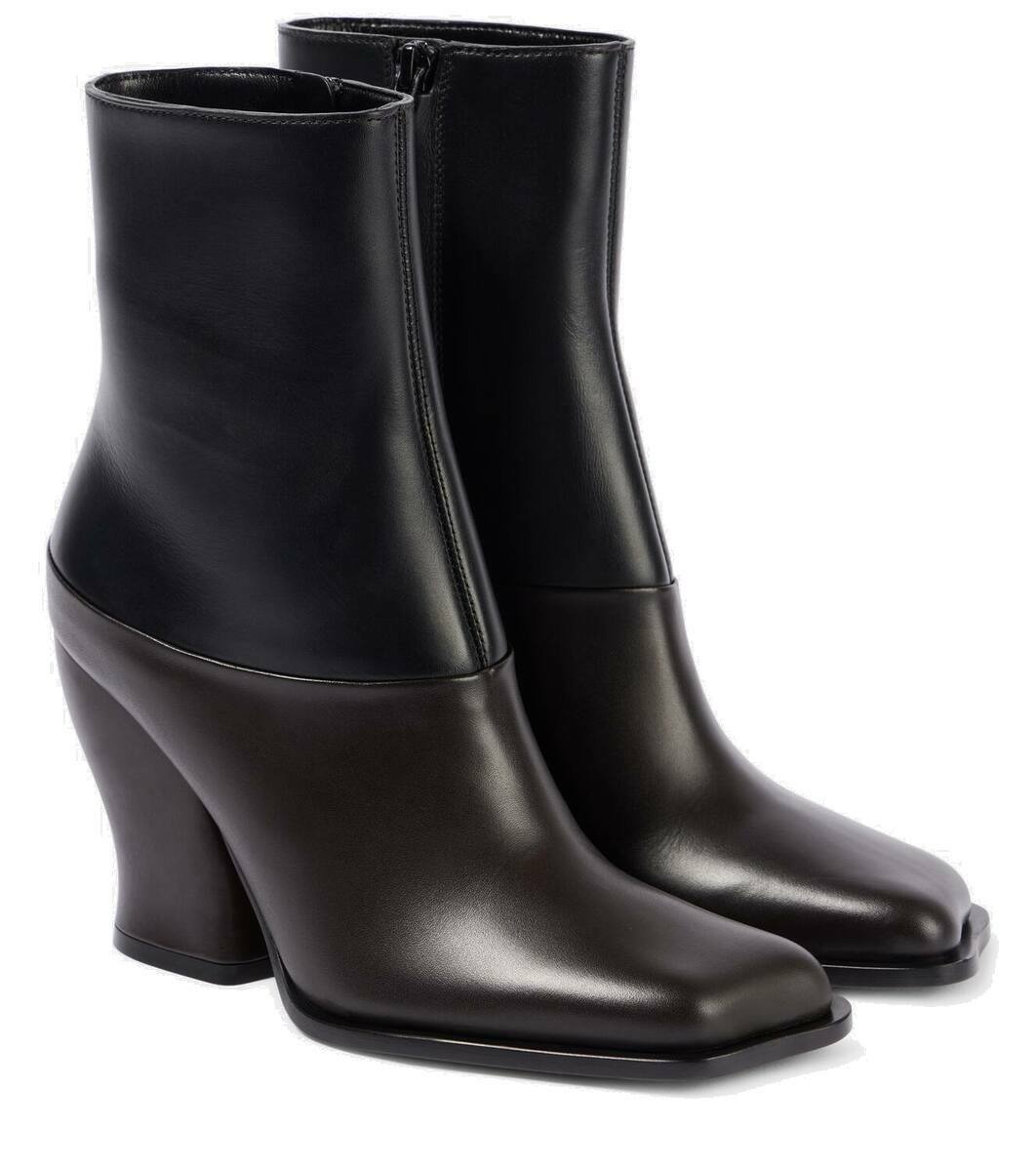LOEWE 26S ANKLE BOOTS IN DARK BROWN CALFSKIN