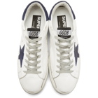 Golden Goose White and Navy Superstar Sneakers