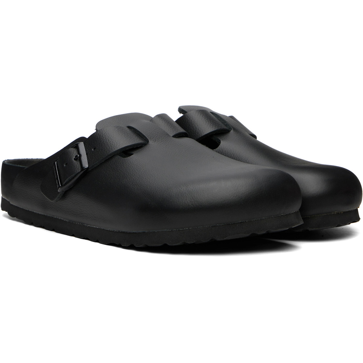 Birkenstock Black Regular Boston Leather Slip-on Loafers