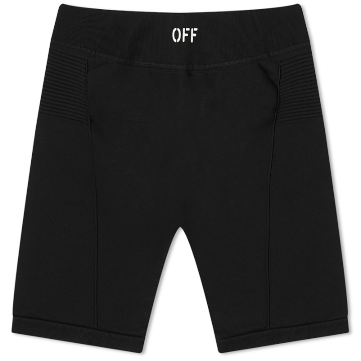 Photo: Off-White Women's Stamp Logo Sports Shorts in Black