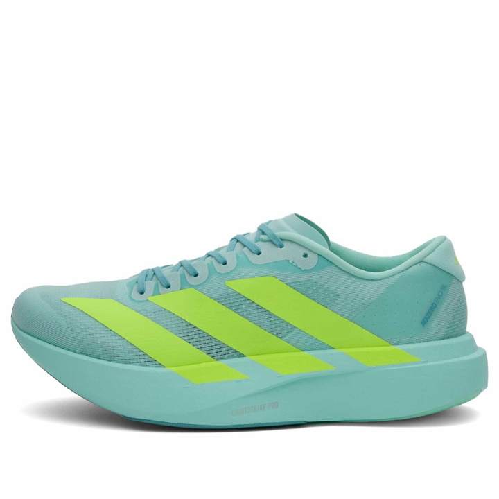 Photo: Adidas Running Women's adidas Adizero Evo Sl W Sneaker in Semi Flash Aqua Lucid Lemon/Mint Ton