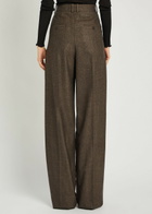 Saint Laurent Subtle-chevron Straight-leg Wool Trousers Brown