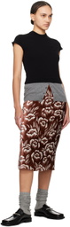 Meryll Rogge Brown Floral Midi Skirt