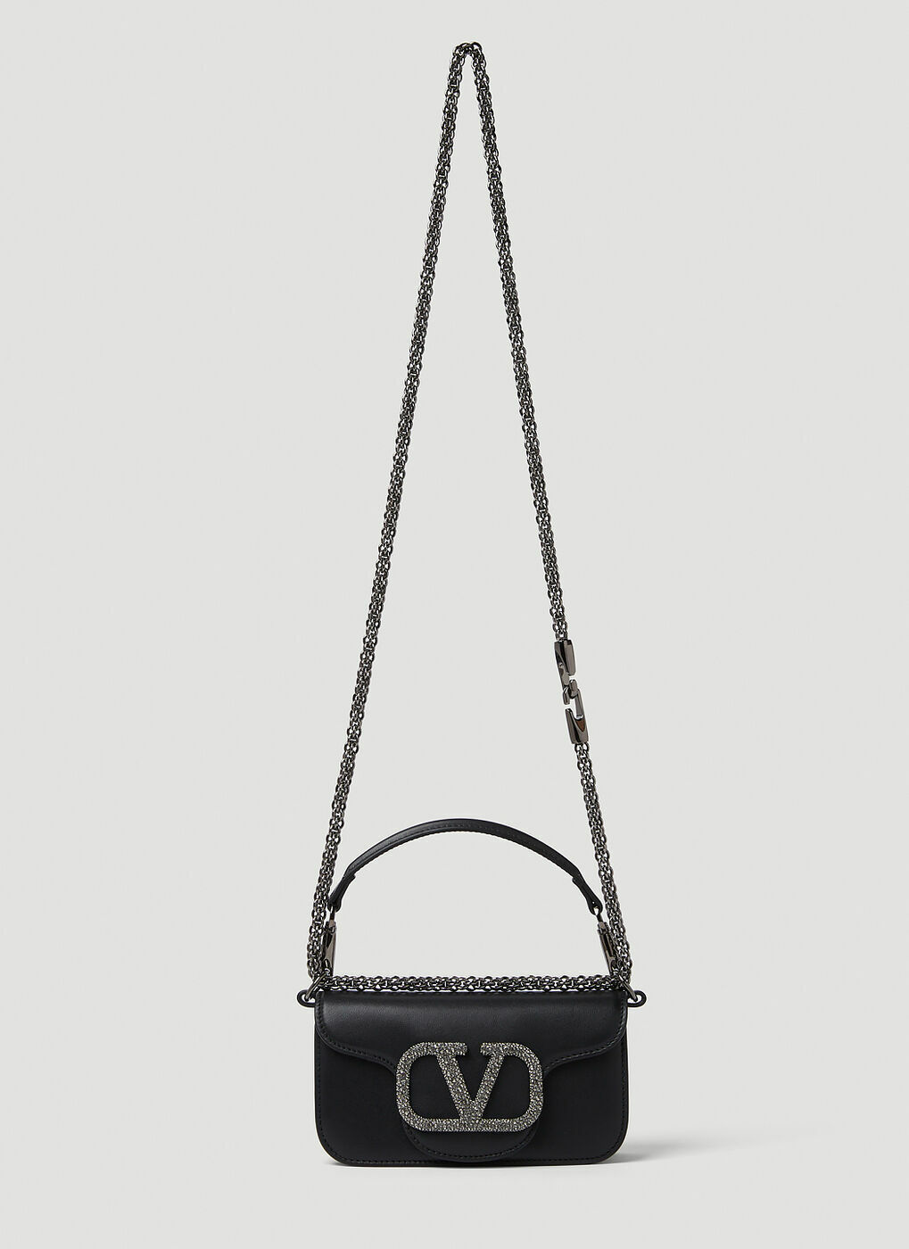 Logo Plaque Shoulder Bag in Black Valentino