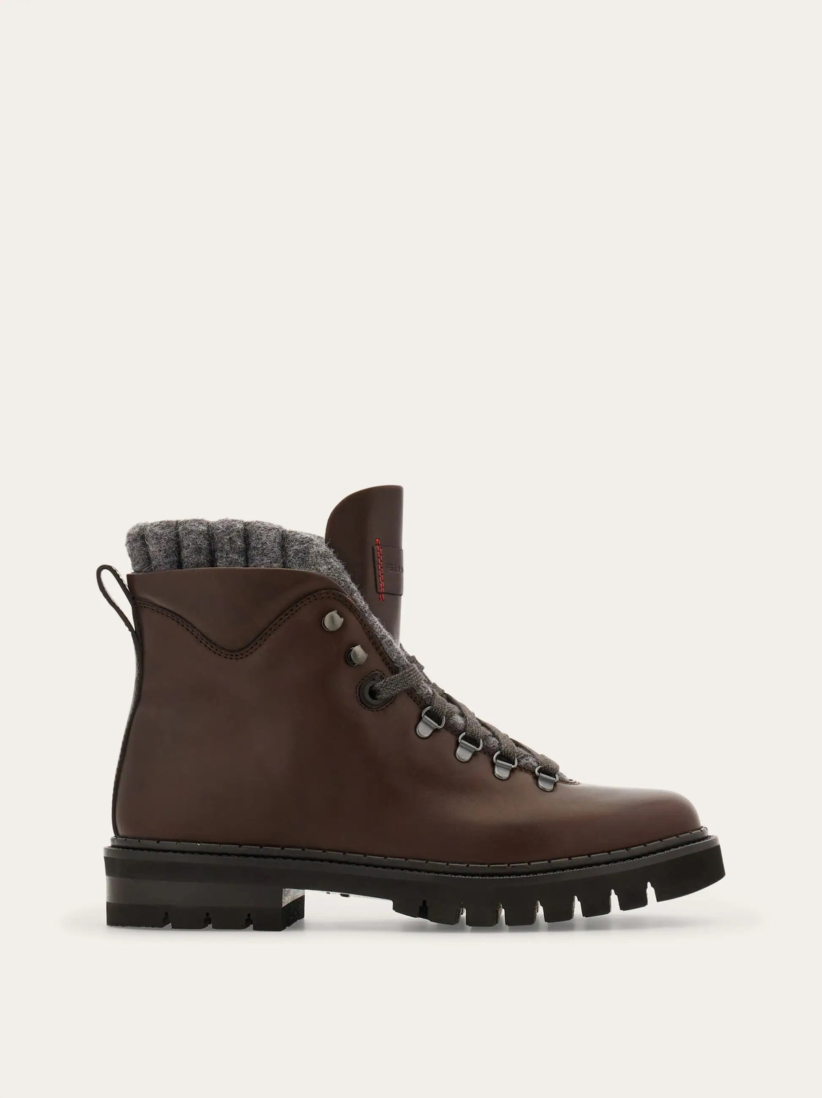 Ferragamo Mens Wool lined utility boot in Brown