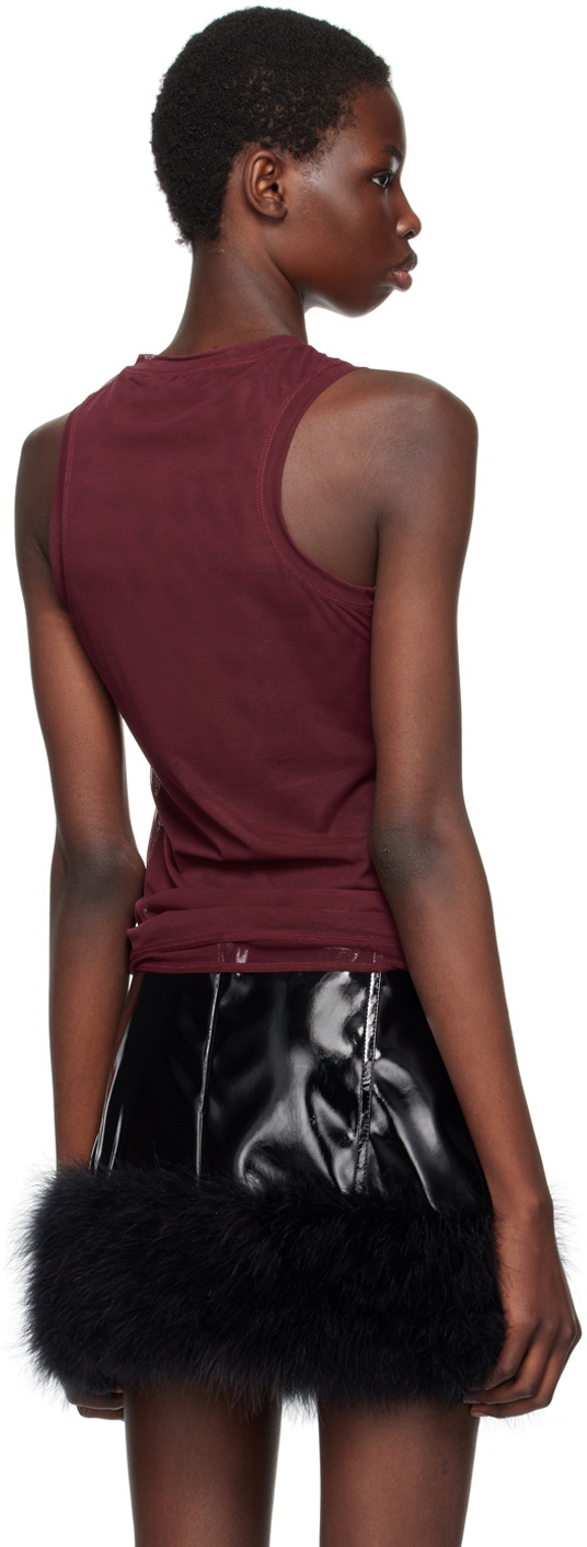 Blumarine Burgundy Rhinestone B Monogram Tank Top