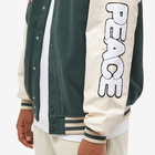 Butter Goods Men's World Peace Varsity Jacket in Forest Green