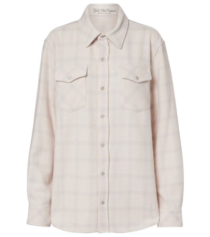 Photo: God's True Cashmere Clarity plaid cashmere shirt with quartz