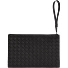 Bottega Veneta Black Intrecciato Flat Zip Pouch