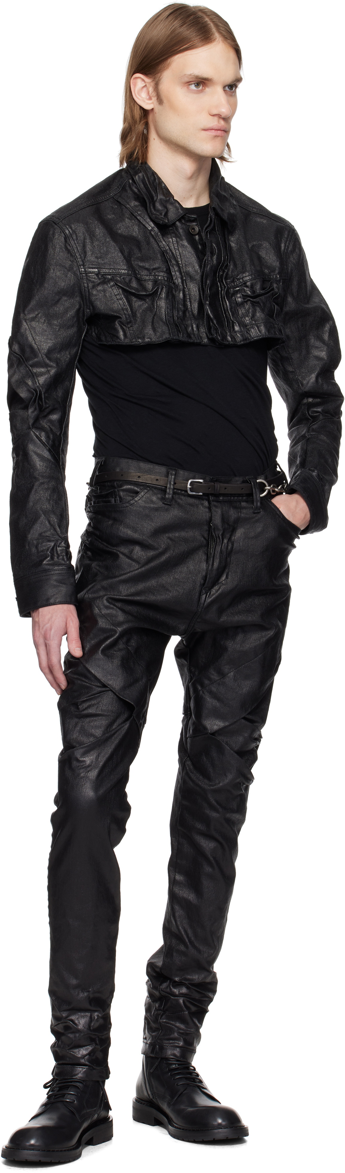 Julius Black & Silver Leather Chain Torture Belt