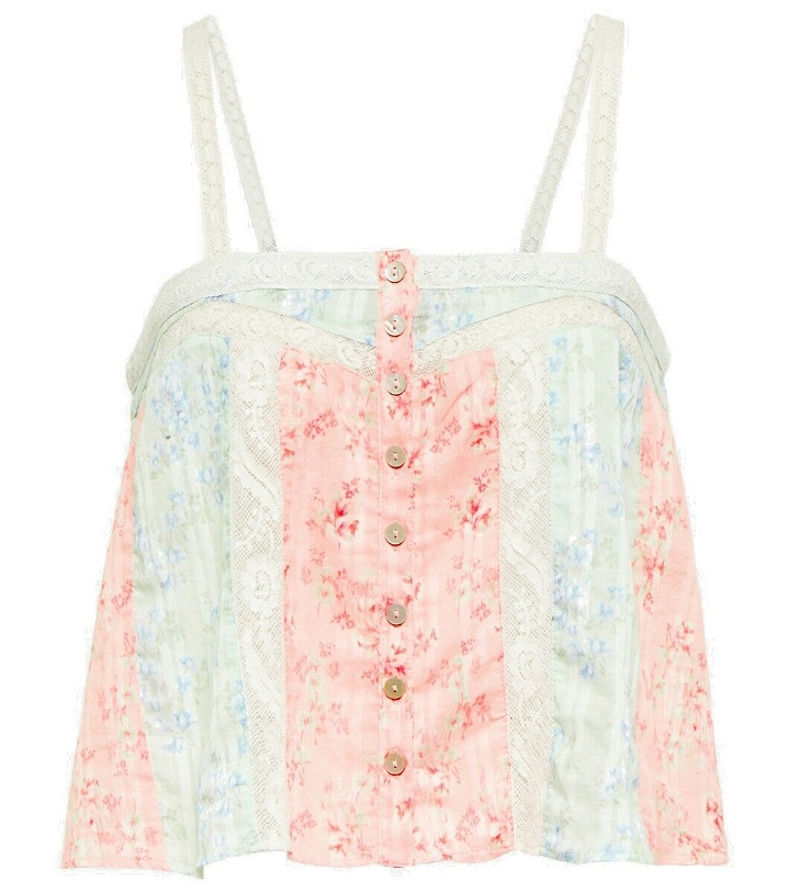 Photo: LoveShackFancy Maitri lace-trimmed floral cotton top