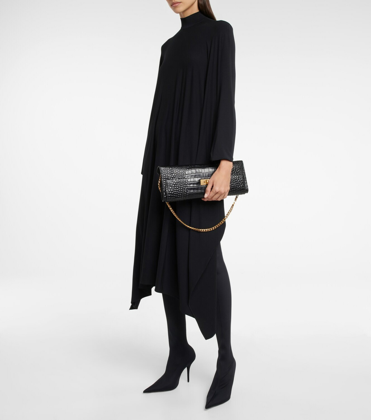 Balenciaga - Money croc-effect leather clutch