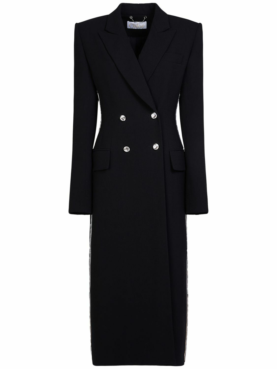CHLOÉ Embellished Wool Crepe Long Coat