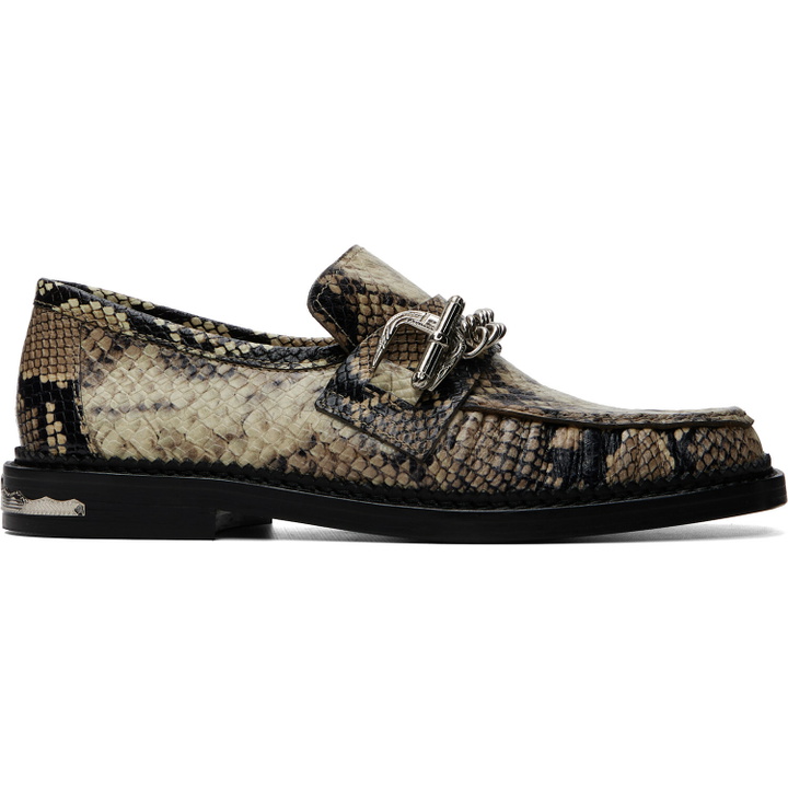 Photo: Toga Virilis Beige Embossed Snake Loafers