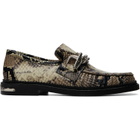 Toga Virilis Beige Embossed Snake Loafers