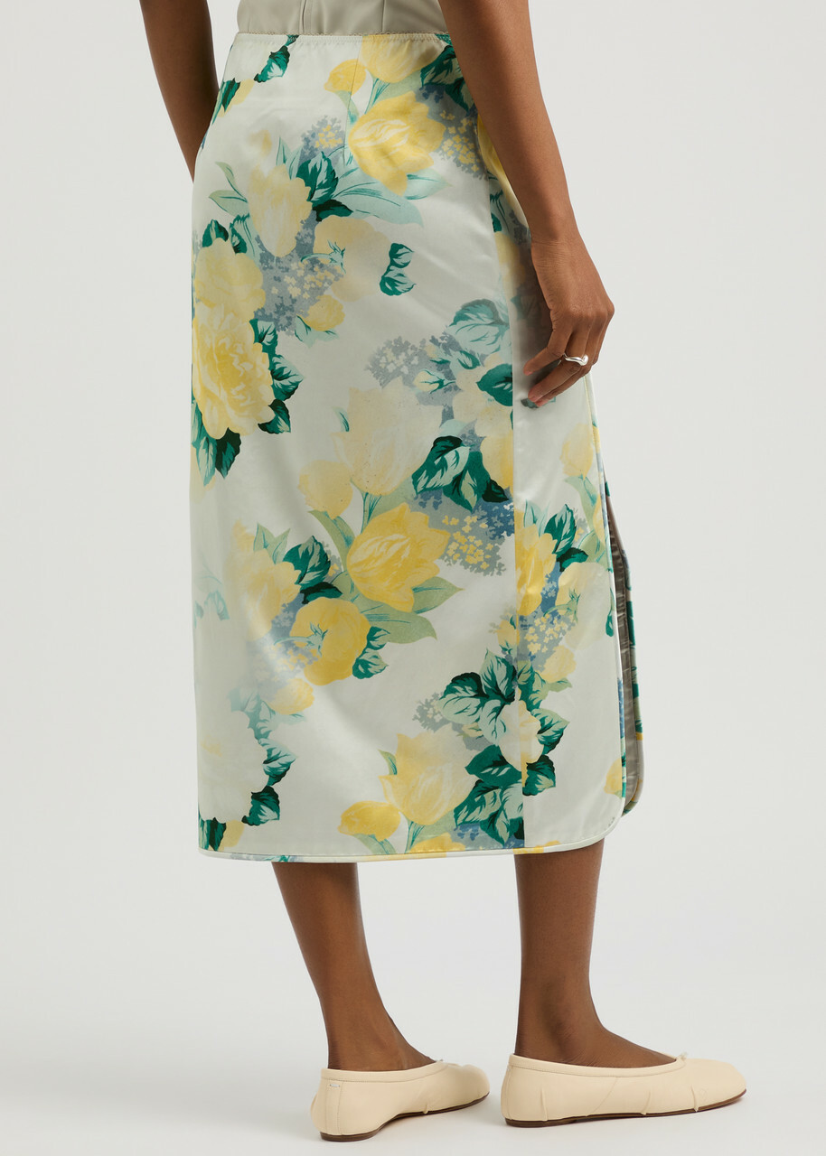 Meryll Rogge Floral-print Satin Midi Skirt Multi Print