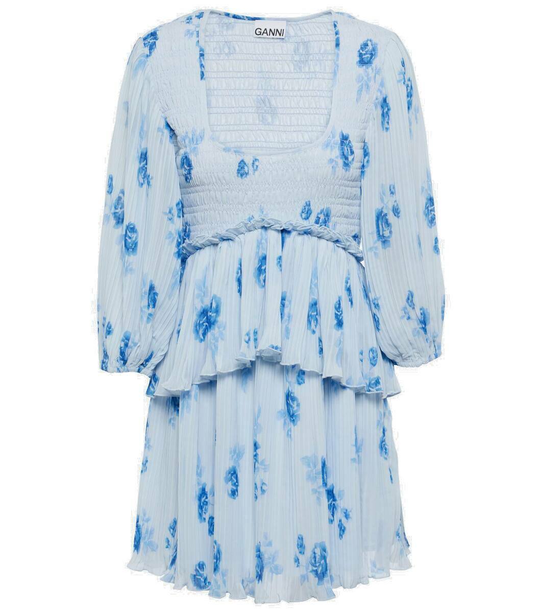 Ganni Floral pleated georgette minidress GANNI