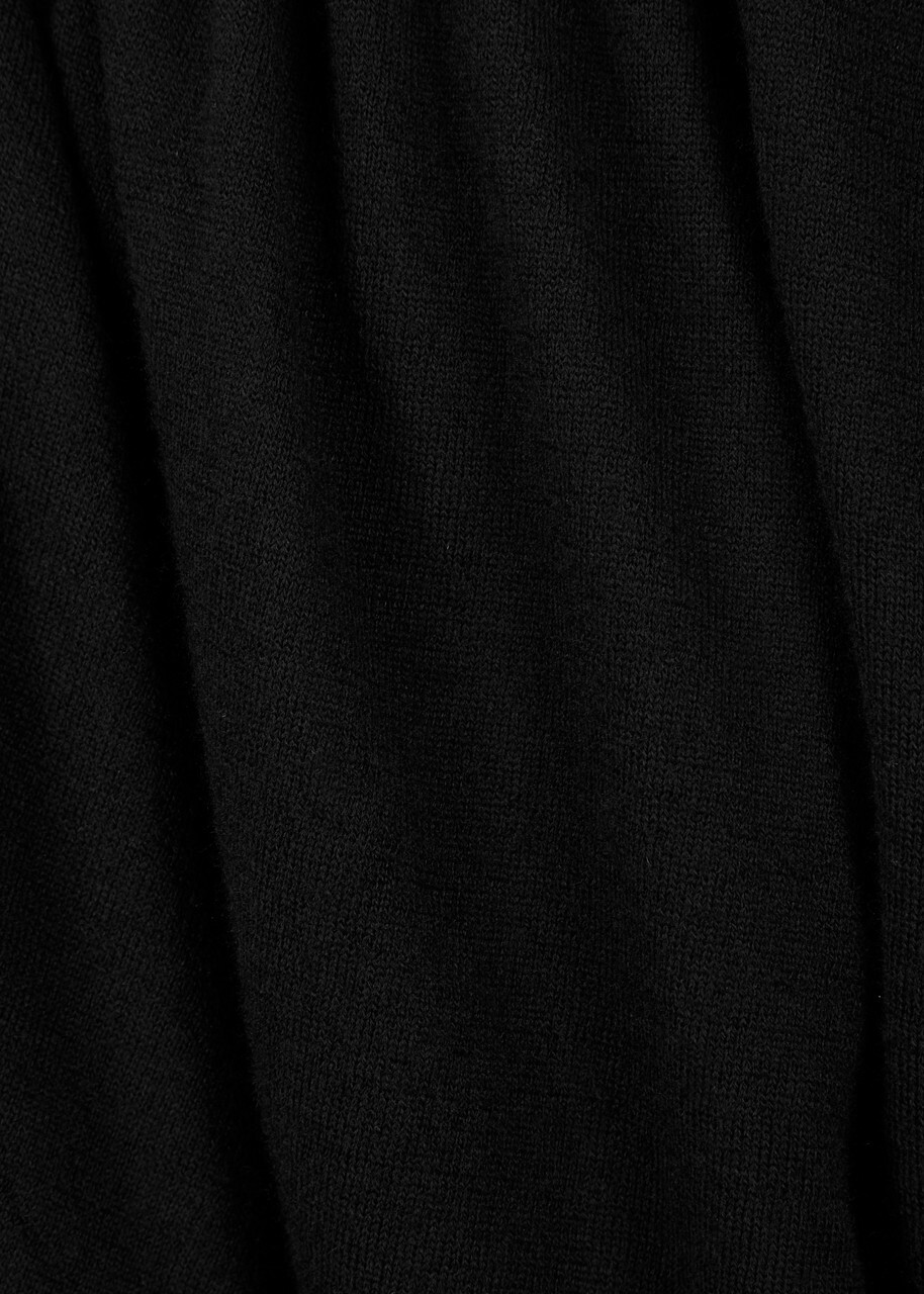 Saint Laurent Women's Black Draped Hooded Wool Mini Dress Size (UK8-10/S), Cape-Effect & High-Neck