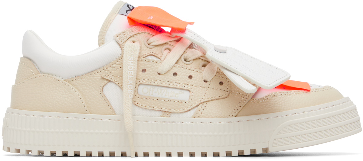 Off-White White & Beige Low Top 3.0 Off Court Sneakers