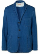 Aspesi - Samuraki Unstructured Convertible-Collar Herringbone Cotton Blazer - Blue