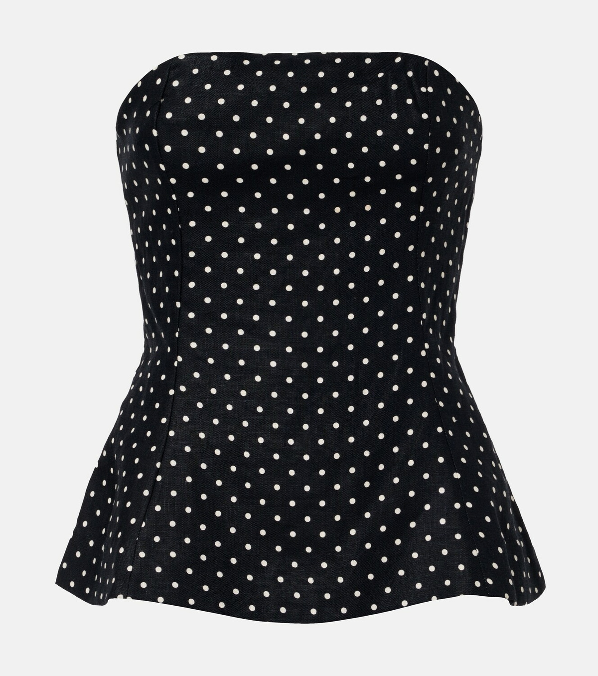 Faithfull Petro polka-dot peplum linen top