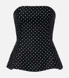 Faithfull Petro polka-dot peplum linen top