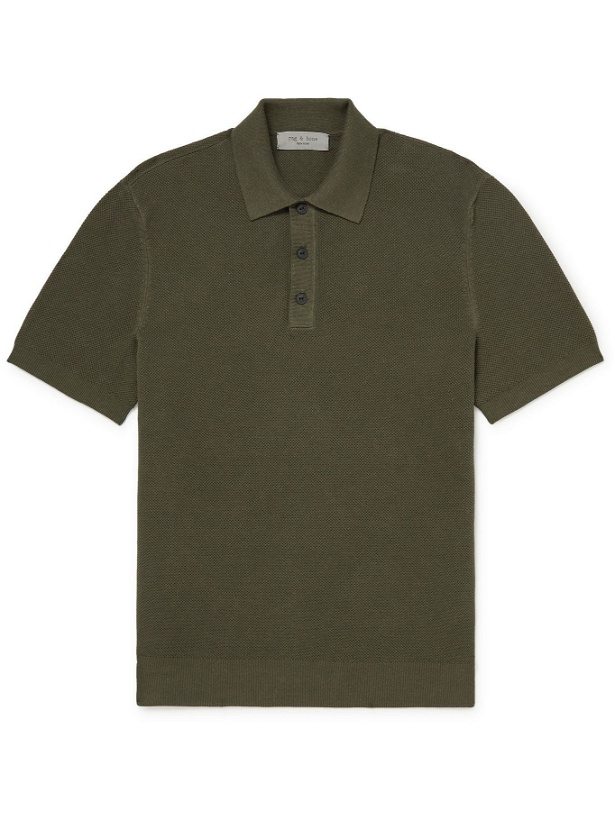 Photo: RAG & BONE - Cotton and Hemp-Blend Piqué Polo Shirt - Green