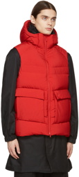 Y-3 Red Down Puffy Vest