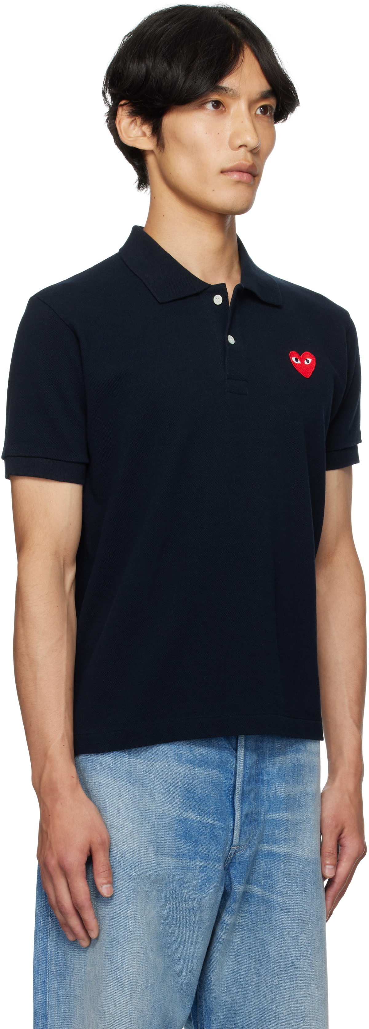 COMME des GARÇONS PLAY Navy Heart Patch Polo