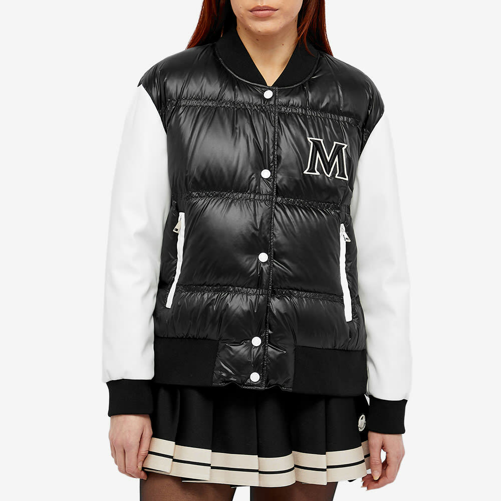 Moncler Women's Mole Contrast Sleeve Padded Bomber Jacket in Black