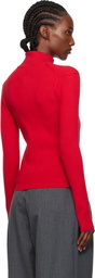 JW Anderson Red Fitted Zip Up Sweater
