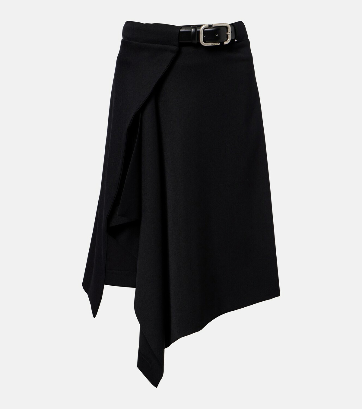 The Attico Asymmetric virgin wool wrap skirt