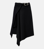 The Attico Asymmetric virgin wool wrap skirt