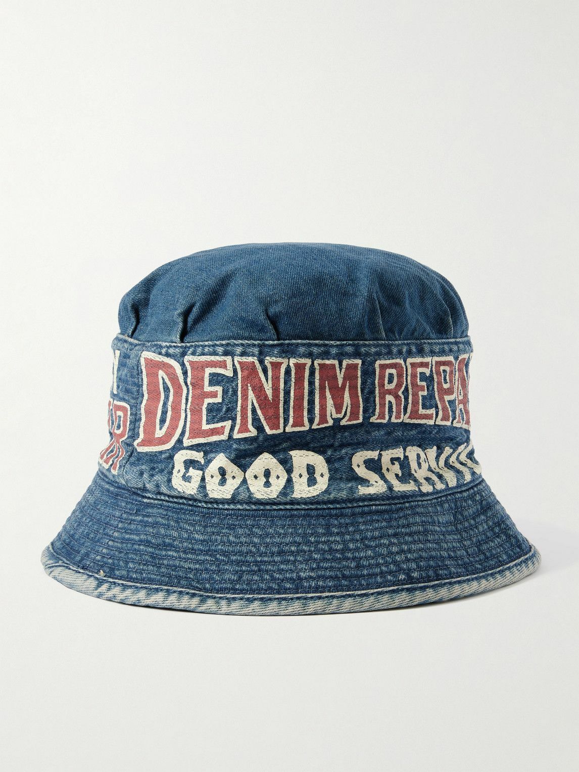 KAPITAL - Laundry Printed Denim Bucket Hat